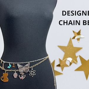 Waist Belt For Denim Pants Belly Chain Body Chain Waist Best For Party Dress Hip Waist Denim Platinum Plated Jewelry Belt Chain With Charms