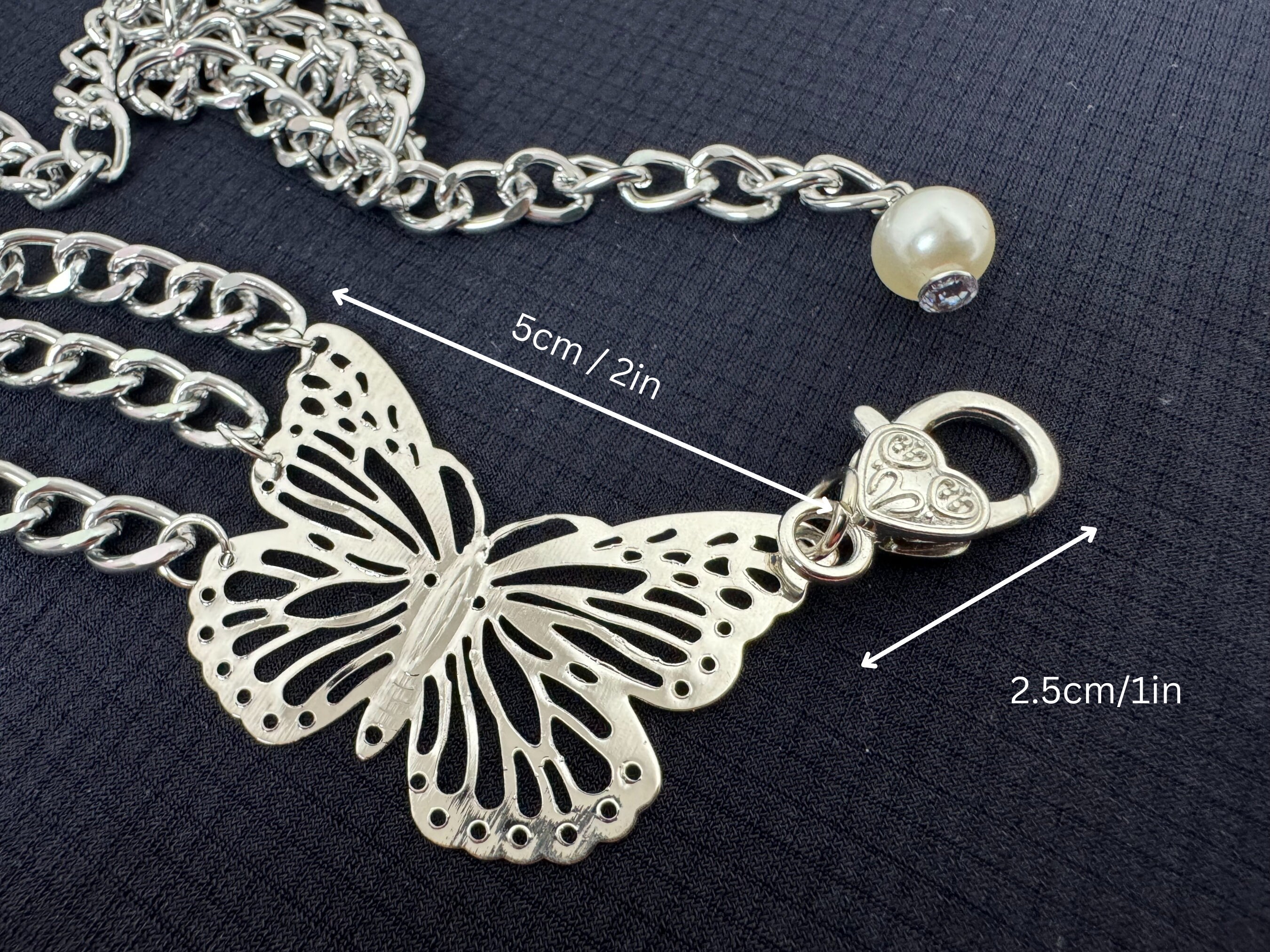 Motion East Silver Chain Statement Belt Butterfly Beetle Charms Dainty 3D Malachite Beetle Charm in Sterling Silver  main image 2