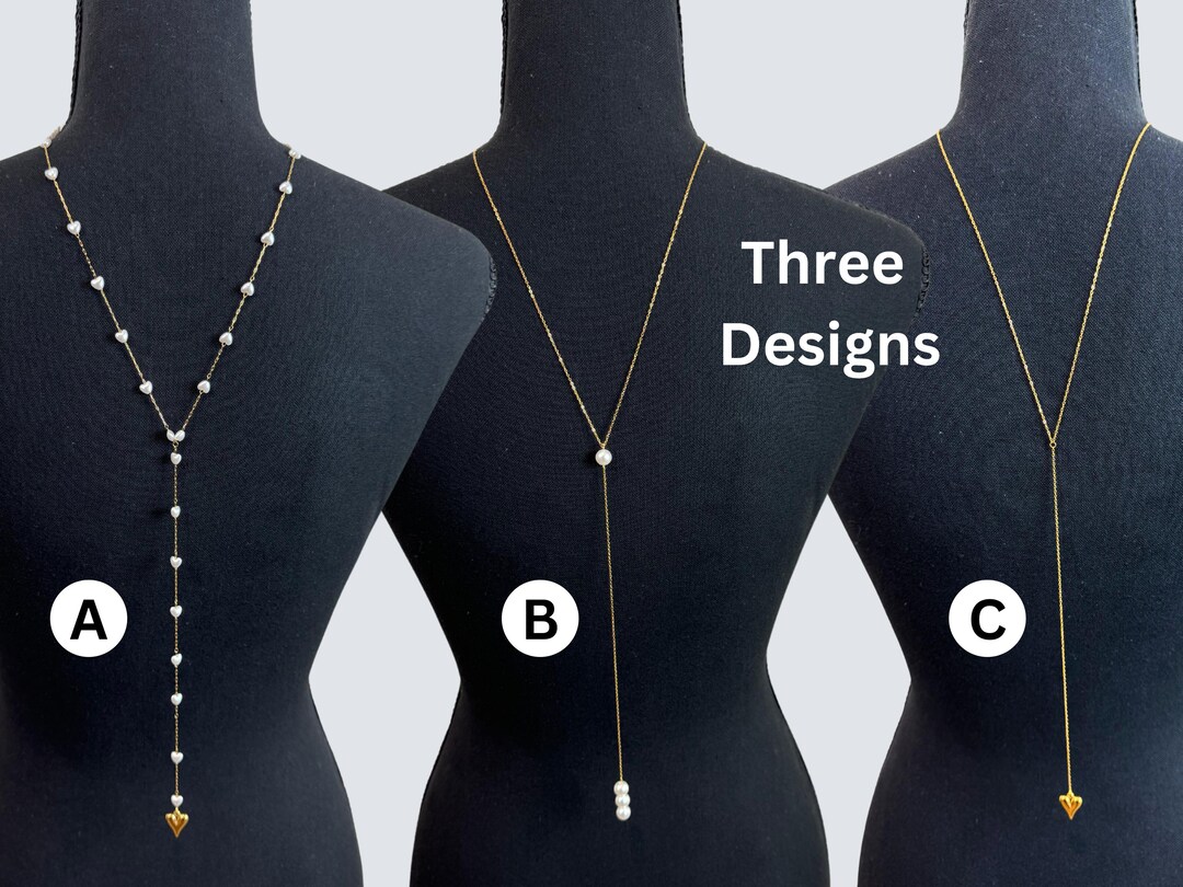18k Gold Back Necklace: Open Back Wedding Jewelry - Etsy
