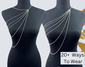 Multi Layer Body Chain Bridesmaid Evening Gowns Jewelry Necklace Chain For a Open Dress Evening Dress Chain Wedding Strapless Dress Jewelry