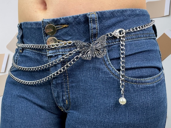 Platinum Plated Waist Chain Belt: Butterfly Body Jewelry - Etsy display picture 3