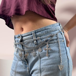 Waist Belt For Denim Pants Belly Chain Body Chain Waist Best For Party Dress Hip Waist Denim Platinum Plated Jewelry Belt Chain With Charms