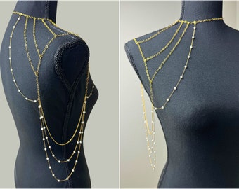 Body Chain For Women Evening Gowns Shoulder Jewelry Necklace Chain For a Open Dress Evening Dress Chain Wedding Strapless Dress Jewelry