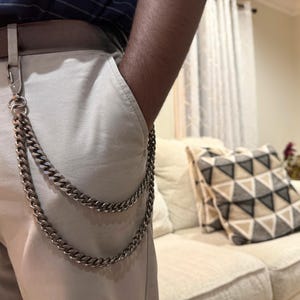 Cadena para billetera de hombre, estilo motero, cadena de seguridad, cinturón decorativo de metal, cadena para pantalón informal, accesorios para hombre, llavero.