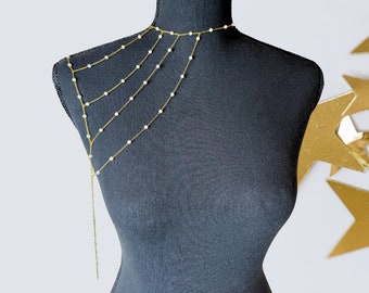 Body Chain For Women Evening Gowns Shoulder Jewelry Necklace Chain For a Open Dress Evening Dress Chain Wedding Strapless Dress Jewelry