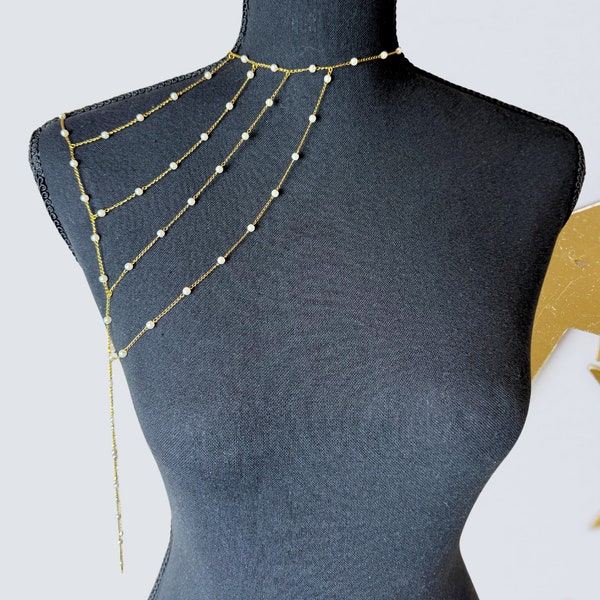 Body Chain For Women Evening Gowns Shoulder Jewelry Necklace Chain For a Open Dress Evening Dress Chain Wedding Strapless Dress Jewelry