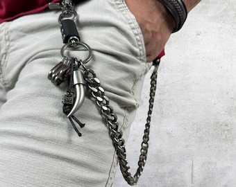 Biker Wallet Chain Decorative Belt Hip Horn | Bullet Pendant Metal
