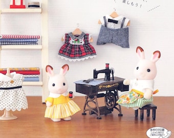 Sylvanian Family 59 Modello di cucito per bambole in formato PDF Download immediato eBook giapponese Vestiti per bambole minuscole Abiti Calico Critters