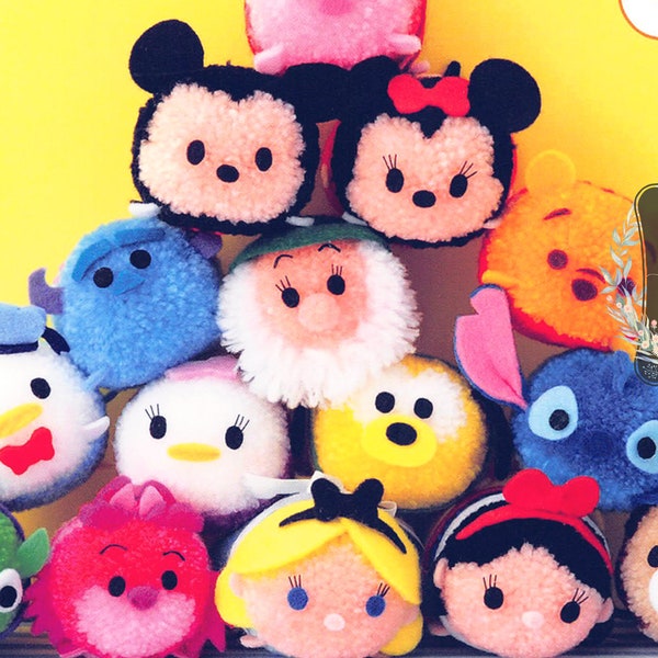 Tsum Tsum Pom Pom Mascots Ebook Japanese Instant PDF Download Mickey Minnie Princess 47 Characters