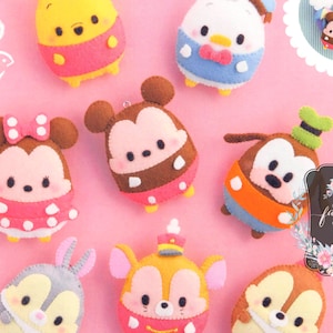 Tsum Tsum Ufufy Wool Felt Doll Sewing Pattern Ebook Instant PDF Download Mickey Minnie Mouse Characters