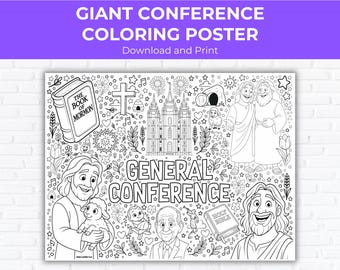 LDS General Conference Coloring Poster: Youth and Primary Kids Activity, Instant Download