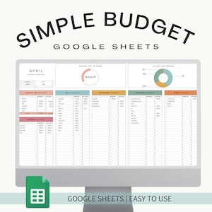 May include: A computer screen displaying a Google Sheets spreadsheet for budgeting. The spreadsheet is titled "April Budget Dashboard" and includes sections for cash flow, income, bills, savings, and debt. The spreadsheet also includes a pie chart showing the allocation of funds.