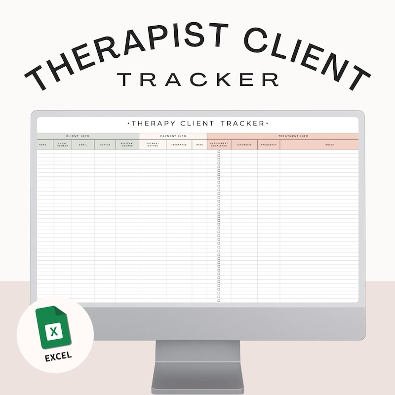 Therapist Client Tracker Excel - Etsy
