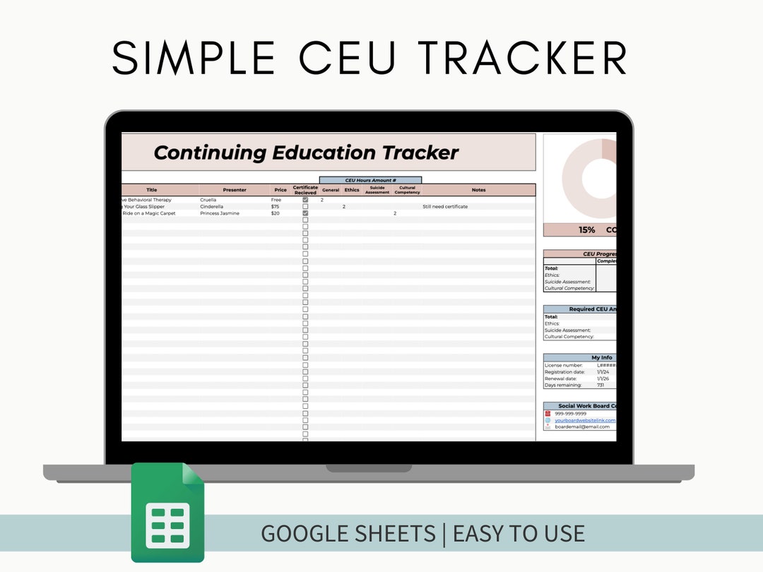 CEU Tracker Template Google Sheets, Continuing Education Tracker CEU Tracker Template Google Sheets, Continuing Education Tracker