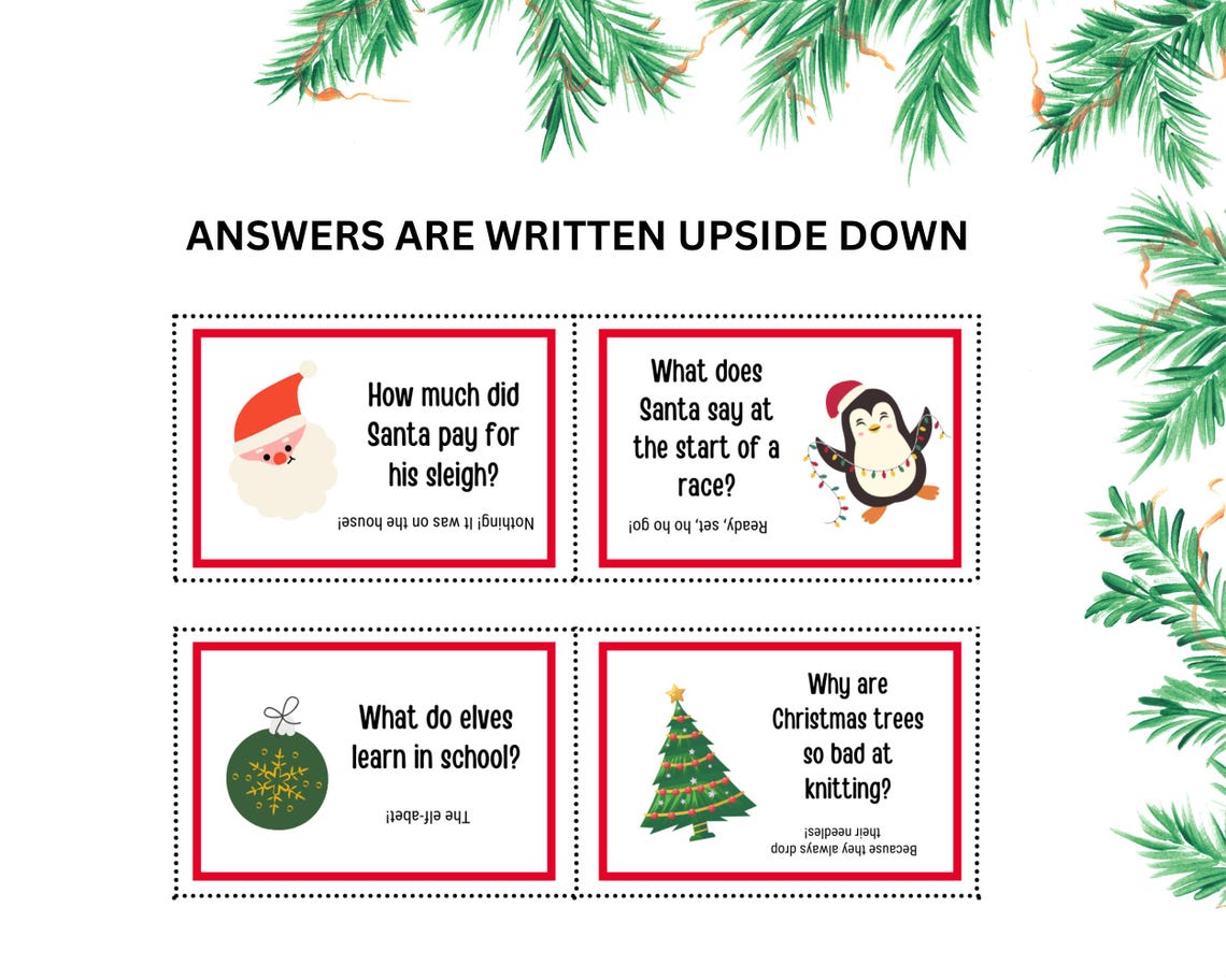 Christmas Jokes Printable, Printable Cracker Jokes, Advent Jokes, Cracker Jokes Kids, Christmas ...