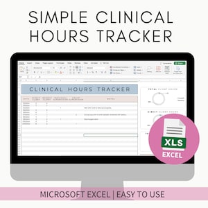 Clinical hours tracker template excel, clinical hours log, social work supervision tracker, supervision log, client hours
