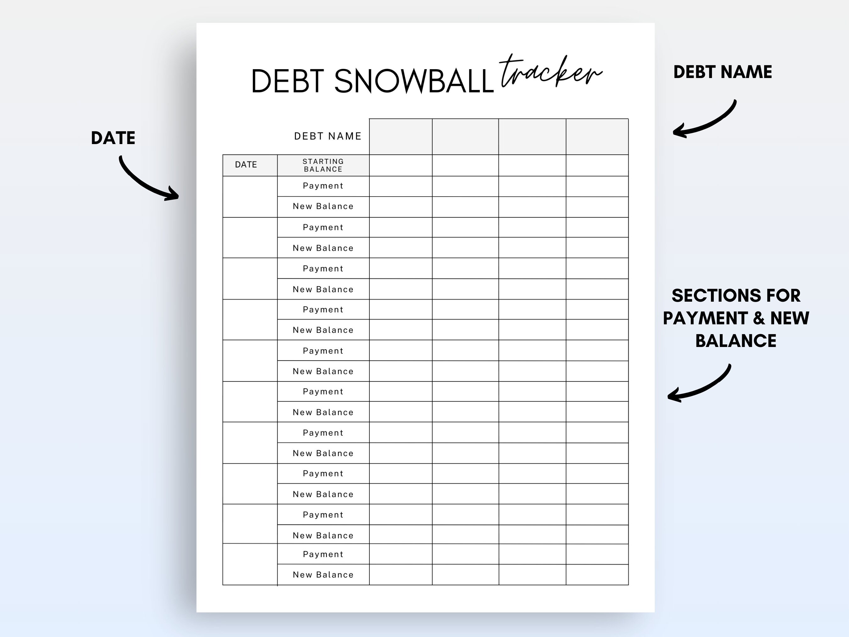 Debt Snowball Printable Tracker PDF, Debt Payoff Tracker, Debt Snowball