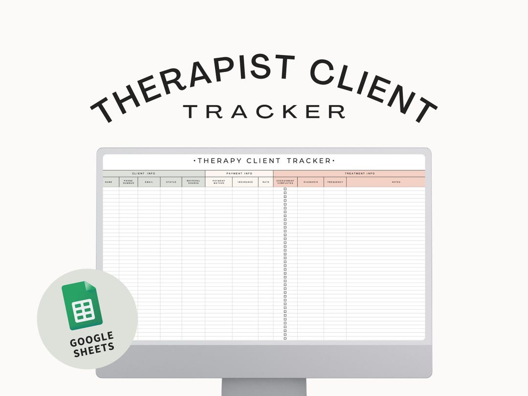 Therapy Client Tracker Google Sheet, Client Tracker Social Work, Client ...
