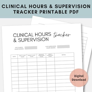 Clinical hours tracker template, clinical hours log, social work supervision tracker, supervision log, lpc lmft clinical hours tracker