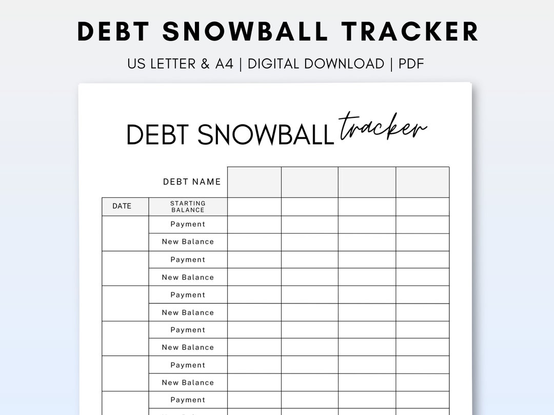 Debt Snowball Printable Tracker PDF, Debt Payoff Tracker, Debt Snowball