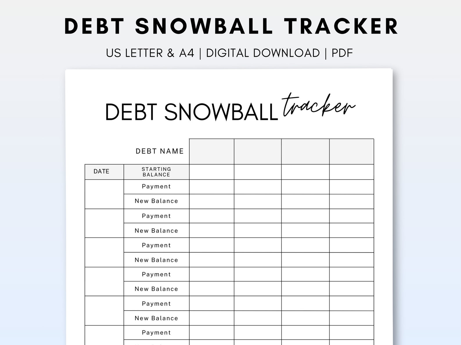 Debt Snowball Printable Tracker PDF, Debt Payoff Tracker, Debt Snowball ...