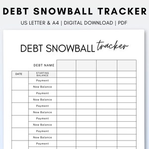 PDF de seguimiento imprimible de bola de nieve de deuda, rastreador de pago de deuda, planificador de bola de nieve de deuda, rastreador de deuda de bola de nieve, pago de tarjeta de crédito, registro de pago de deuda