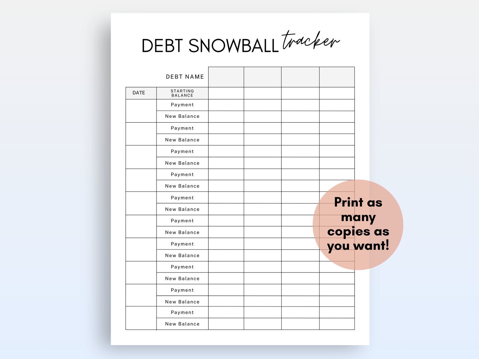 Debt Snowball Printable Tracker PDF, Debt Payoff Tracker, Debt Snowball ...