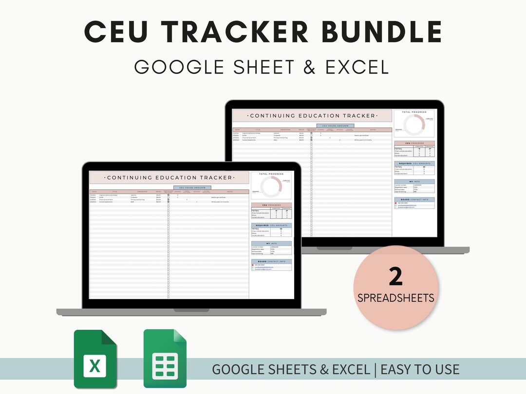 Course Development Tracker CEU Tracker Template Excel, Continuing Education Tracker Template, CEU ...