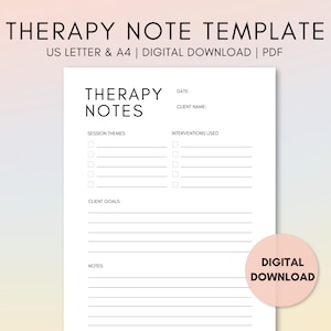 Therapist note template, therapist note sheets, mental health notes, therapist progress note template, therapy note template