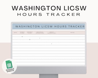 Washington LICSW Clinical hours tracker template google sheets, clinical hours log, social work supervision tracker, supervision log