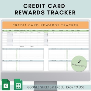 Outil de suivi des récompenses de carte de crédit, suivi des cartes de crédit Google Sheets, outil de suivi du désabonnement des cartes, outil de suivi des récompenses de crédit, modèle de carte de crédit
