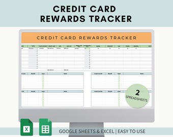 Tracker voor creditcardbeloningen, Google-spreadsheet voor creditcardtracker, tracker voor kaartvermelding, tracker voor kredietbeloningen, creditcardsjabloon