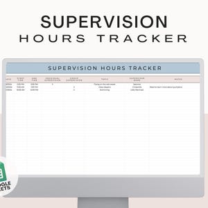 Supervision hours tracker, supervision hours log, clinical supervision log, clinical supervision tracker, therapy supervision log