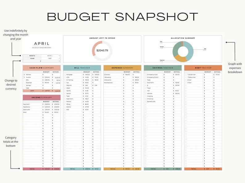 Simple Budget Google Sheet, Monthly Budget Spreadsheet, Zero Based ...