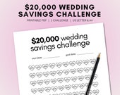 Wedding savings challenge printable, wedding savings tracker, 20k wedding tracker, heart savings challenge, engagement savings, wedding fund
