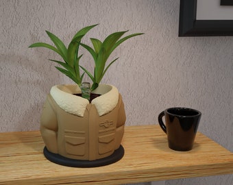 3D Printed Aviator Jacket Planter: Whimsical Pilot Gift