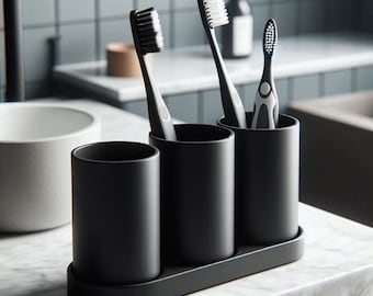 Modern Bathroom Toothbrush Holder Set with 3 cups – Stylish and Functional Bathroom Accessory