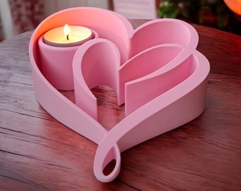 Heart Tealight Candle Holder, Valentine’s Day Table Centerpiece, Modern Romantic Decor