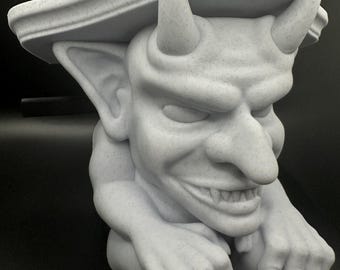 Gothic Wandkunst - Gargoyle Regal mit Hörnern, handgefertigter 3D Print für Fantasy Fans