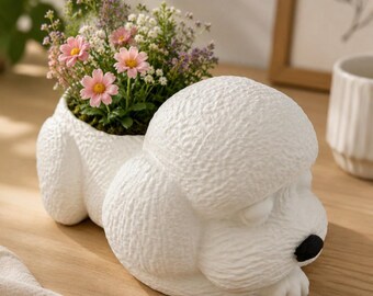 Sleeping Puppy Planter | Succulent Holder | Dog Lover Gift | 3D Printed Home Decor | Nursery Decoration