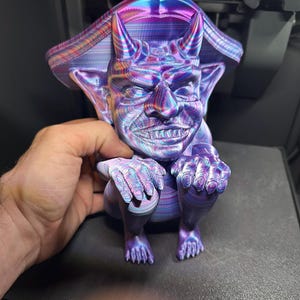 Gothic Wall Art – Gargoyle Shelf with Horns, Handmade 3D Print for Fantasy Fans