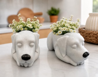 Sleeping Labrador Planter, 3D Printed Dog Flower Pot, Home Decor, Plant Lover Gift