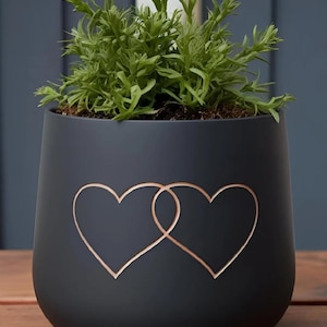Interlocking Hearts Planter | Modern 3D Printed Flower Pot | Romantic Plant Pot for Anniversary, Wedding, or Valentine&#39;s Gift