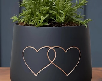Interlocking Hearts Planter: Modern 3D Printed PETG Flower Pot