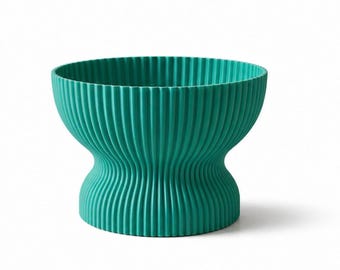 Sculptural Ribbed Fruit Bowl, Modern Hourglass Catch-All Dish, PETG Home Decor