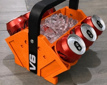 V4-V12 Engine Block Can Cooler – Car Enthusiast Beverage Holder (Powder-Coat Look Option)