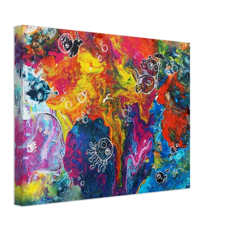 Canvasafdruk van origineel abstract kunstwerk / Kleurrijk en helder / Home Decor & Wall Art voor elke kamer / Perfect cadeau voor elke gelegenheid afbeelding 1