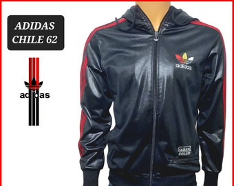 ADIDAS Track Jacket Chile 62 limited black red shiny rare vintage Size S