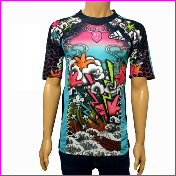 Maglia da rugby adidas stade français Retro vintage Rara taglia S