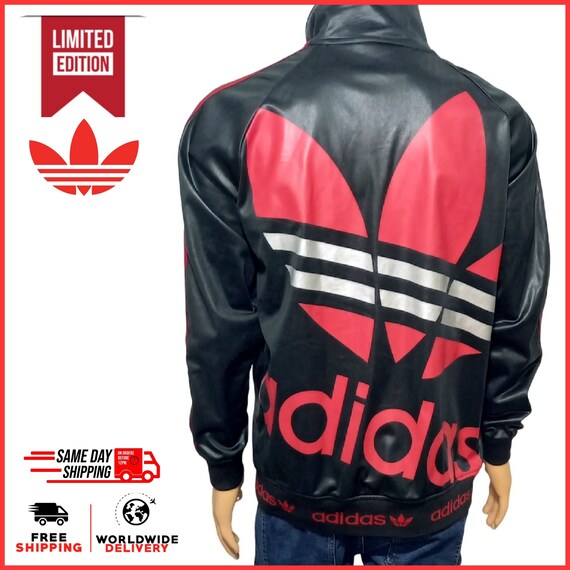 ADIDAS Track Jacket Chile 62 schwarz rot glanzend seltener Vintage Etsy